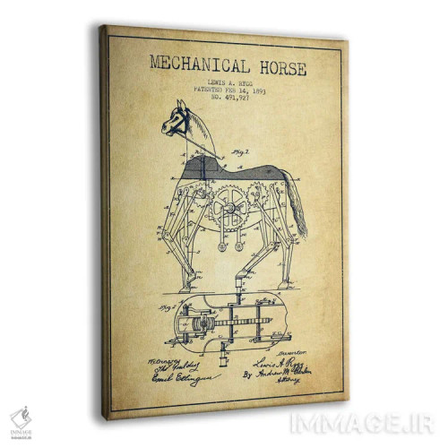 تابلو نقشهٔ اختراع اسب مکانیکی (قدیمی) اثر پیکسل کهنه (استودیو/نام هنری) - نمای پرسپکتیو محصول