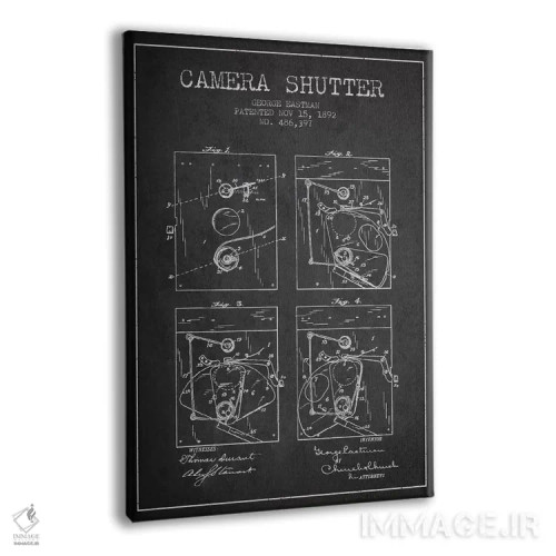 تابلو نقشهٔ اختراع شاتر دوربین (ذغالی) اثر پیکسل کهنه (استودیو/نام هنری) - نمای پرسپکتیو محصول