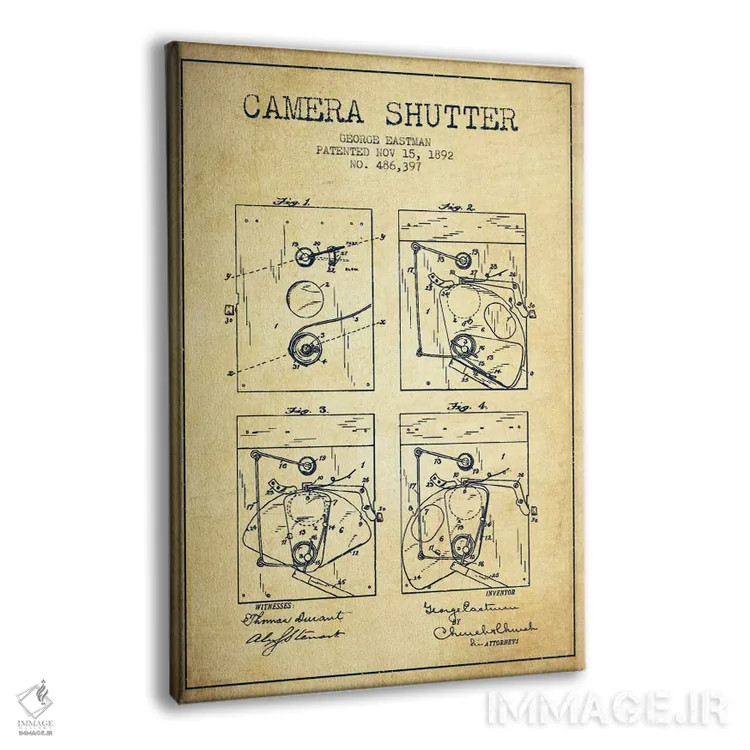 تابلو نقشهٔ اختراع شاتر دوربین (قدیمی) اثر پیکسل کهنه (استودیو/نام هنری) - نمای پرسپکتیو محصول