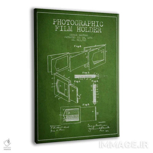 تابلو نقشهٔ اختراع نگهدارنده فیلم (سبز) اثر پیکسل کهنه (استودیو/نام هنری) - نمای پرسپکتیو محصول