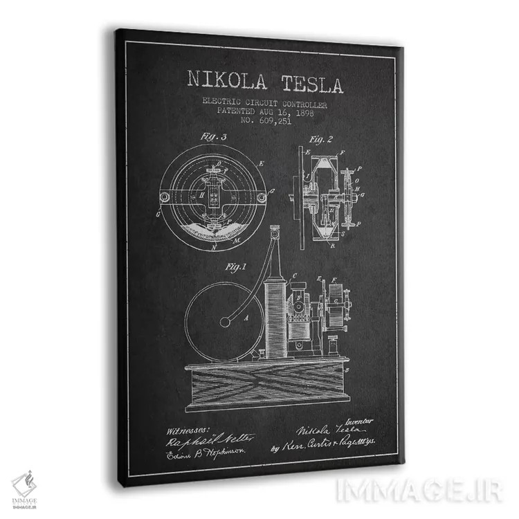 تابلو نقشهٔ اختراع مدار الکتریکی (ذغالی) اثر پیکسل کهنه (استودیو/نام هنری) - نمای پرسپکتیو محصول