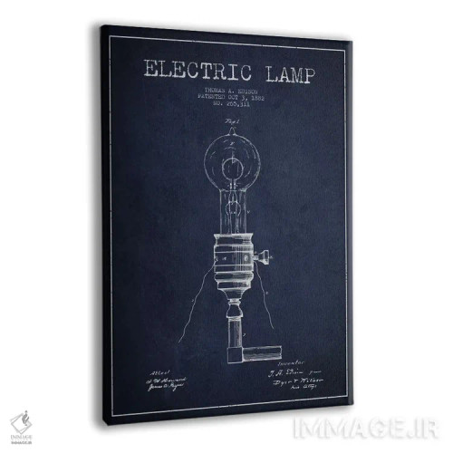 تابلو نقشهٔ اختراع چراغ برقی (سرمهای) اثر پیکسل کهنه (استودیو/نام هنری) - نمای پرسپکتیو محصول
