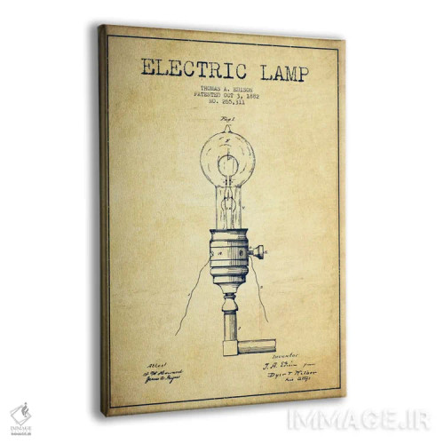 تابلو نقشهٔ اختراع چراغ برقی (قدیمی) اثر پیکسل کهنه (استودیو/نام هنری) - نمای پرسپکتیو محصول