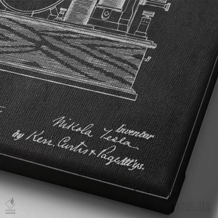 تابلو نقشهٔ اختراع مدار الکتریکی (ذغالی) اثر پیکسل کهنه (استودیو/نام هنری) - نمای نزدیک بافت بوم