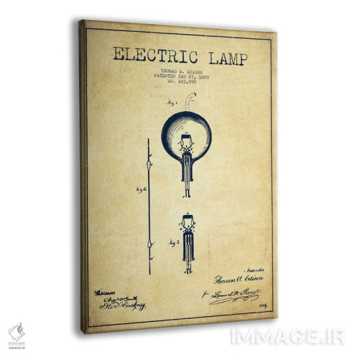 تابلو نقشهٔ اختراع چراغ برقی (قدیمی) اثر پیکسل کهنه (استودیو/نام هنری) - نمای پرسپکتیو محصول