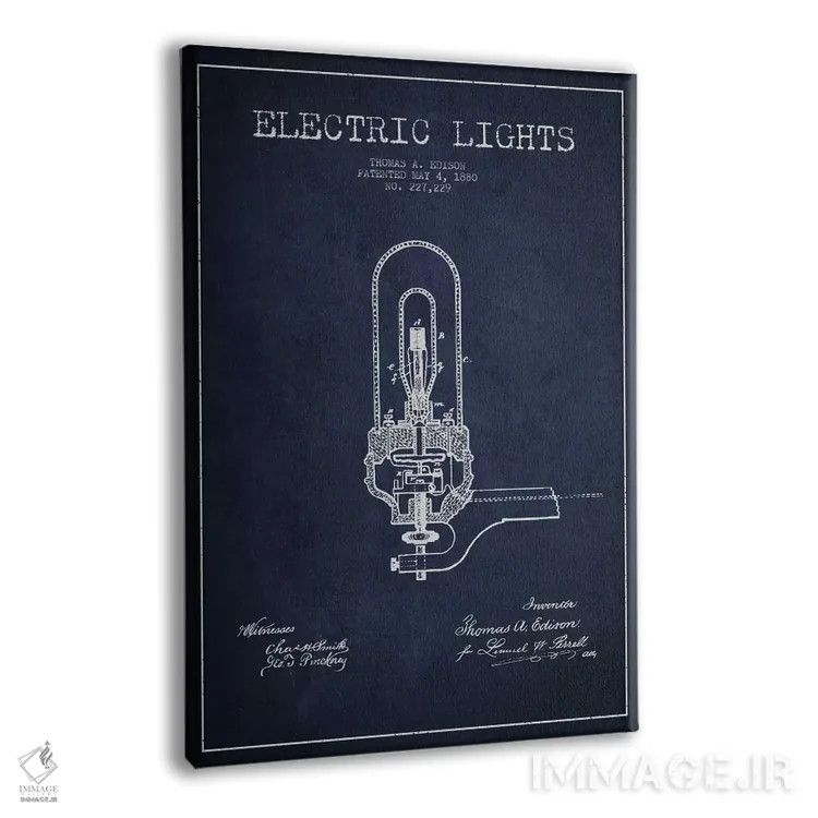 تابلو نقشهٔ اختراع چراغهای برقی (سرمهای) اثر پیکسل کهنه (استودیو/نام هنری) - نمای پرسپکتیو محصول