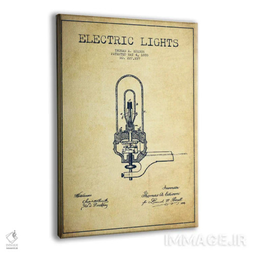 تابلو نقشهٔ اختراع چراغهای برقی (قدیمی) اثر پیکسل کهنه (استودیو/نام هنری) - نمای پرسپکتیو محصول