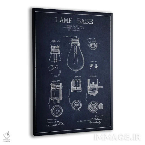 تابلو نقشهٔ اختراع پایه لامپ (سرمهای) اثر پیکسل کهنه (استودیو/نام هنری) - نمای پرسپکتیو محصول
