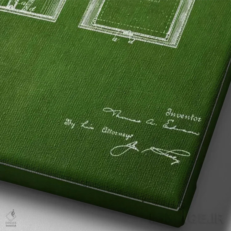 تابلو نقشهٔ اختراع باتری ولتایی (سبز) اثر پیکسل کهنه (استودیو/نام هنری) - نمای نزدیک بافت بوم