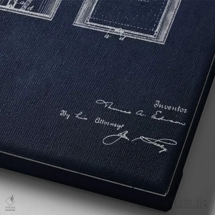 تابلو نقشهٔ اختراع باتری ولتایی (سرمهای) اثر پیکسل کهنه (استودیو/نام هنری) - نمای نزدیک بافت بوم