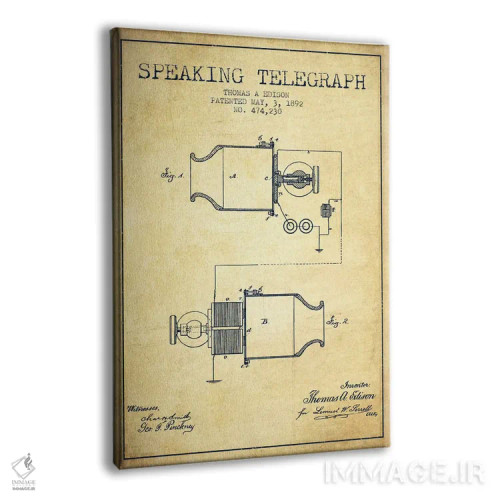 تابلو طرح ثبت اختراع تلفن سخنگو (قدیمی) اثر پیکسل کهنه (استودیو/نام هنری) - نمای پرسپکتیو محصول