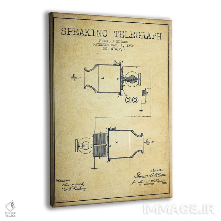 تابلو طرح ثبت اختراع تلفن سخنگو (قدیمی) اثر پیکسل کهنه (استودیو/نام هنری) - نمای پرسپکتیو محصول
