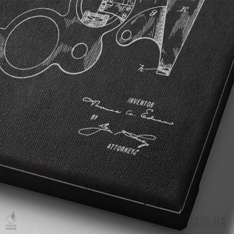 تابلو نقشهٔ اختراع فونوگراف (ذغالی) اثر پیکسل کهنه (استودیو/نام هنری) - نمای نزدیک بافت بوم