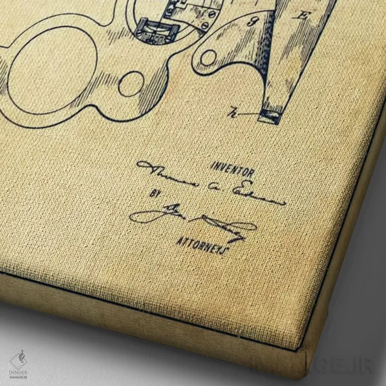 تابلو نقشهٔ اختراع فونوگراف (قدیمی) اثر پیکسل کهنه (استودیو/نام هنری) - نمای نزدیک بافت بوم