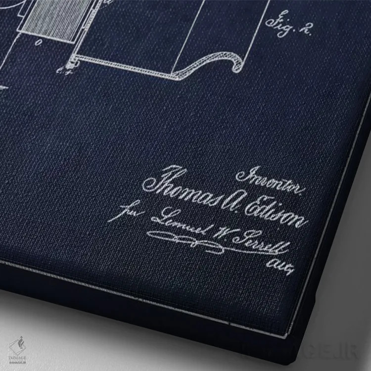 تابلو نقشهٔ اختراع تلفن سخنگو (سرمهای) اثر پیکسل کهنه (استودیو/نام هنری) - نمای نزدیک بافت بوم