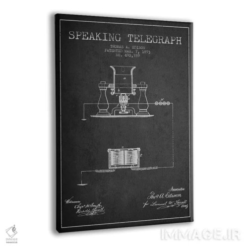 تابلو طرح ثبت اختراع تلفن سخنگو (طرح ذغالی) اثر پیکسل کهنه (استودیو/نام هنری) - نمای پرسپکتیو محصول