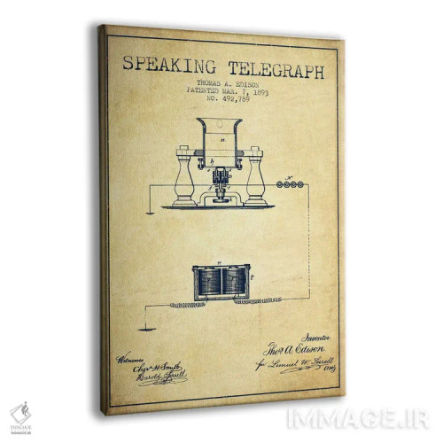 تابلو طرح ثبت اختراع تلفن سخنگو (قدیمی) اثر پیکسل کهنه (استودیو/نام هنری) - نمای پرسپکتیو محصول