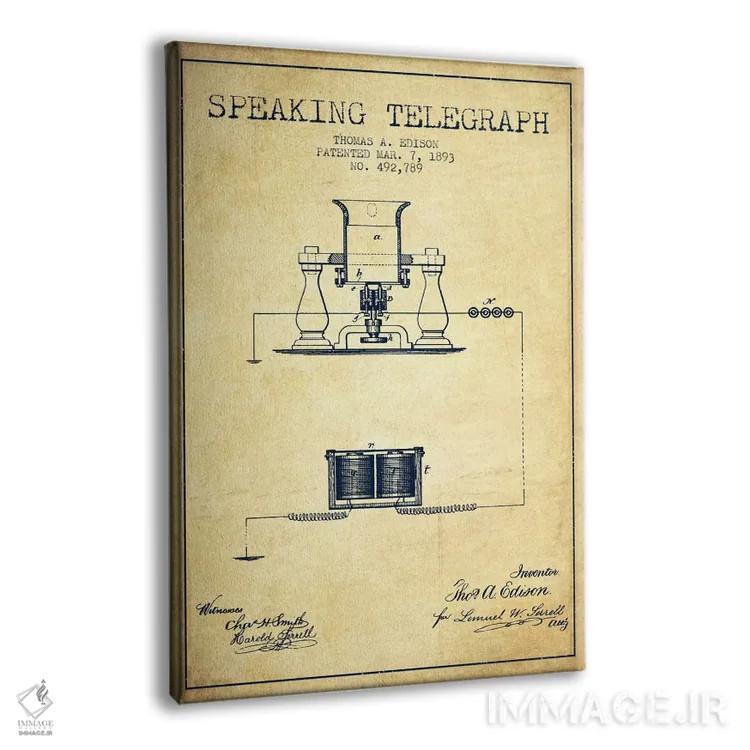 تابلو طرح ثبت اختراع تلفن سخنگو (قدیمی) اثر پیکسل کهنه (استودیو/نام هنری) - نمای پرسپکتیو محصول