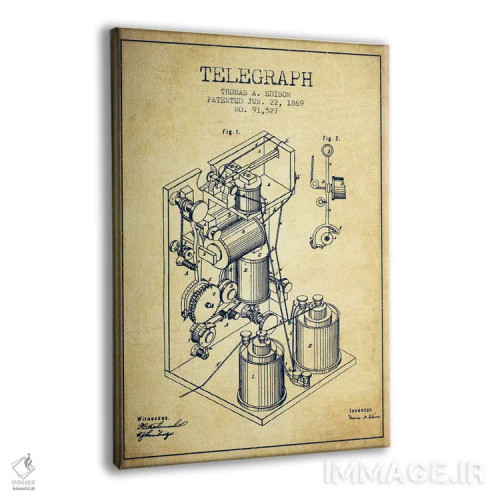 تابلو طرح ثبت اختراع تلگراف (قدیمی) اثر پیکسل کهنه (استودیو/نام هنری) - نمای پرسپکتیو محصول