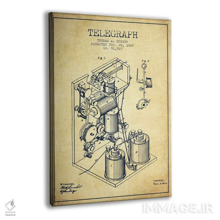 تابلو طرح ثبت اختراع تلگراف (قدیمی) اثر پیکسل کهنه (استودیو/نام هنری) - نمای پرسپکتیو محصول