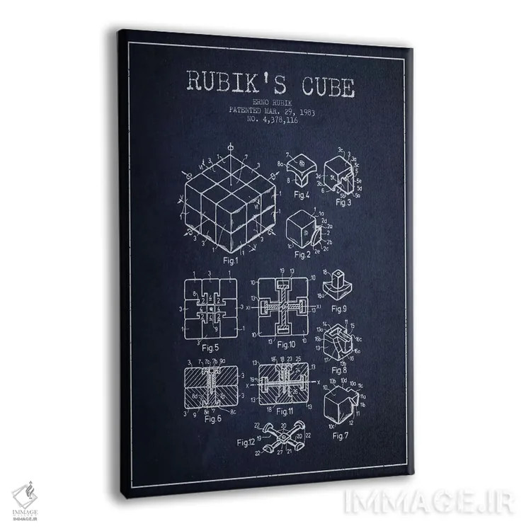 تابلو طرح ثبت اختراع روبیک (آبی نیروی دریایی) اثر پیکسل کهنه (استودیو/نام هنری) - نمای پرسپکتیو محصول
