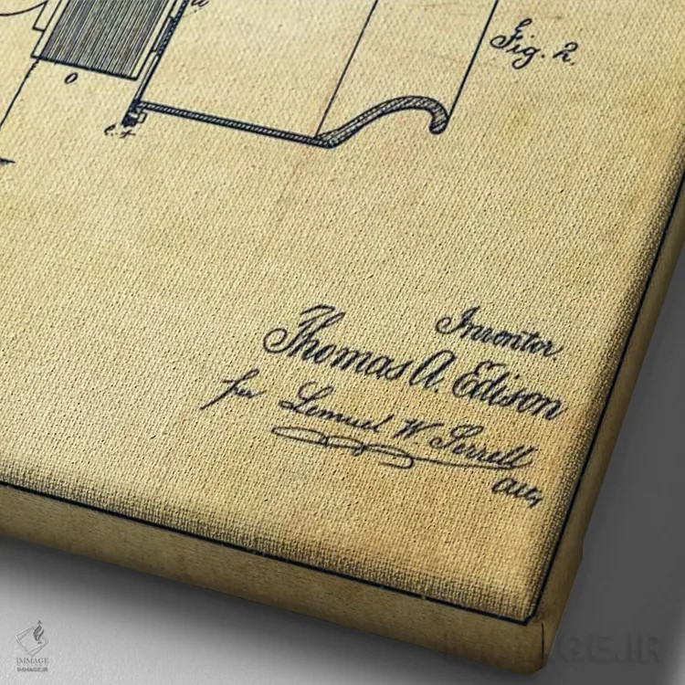 تابلو طرح ثبت اختراع تلفن سخنگو (قدیمی) اثر پیکسل کهنه (استودیو/نام هنری) - نمای نزدیک بافت بوم