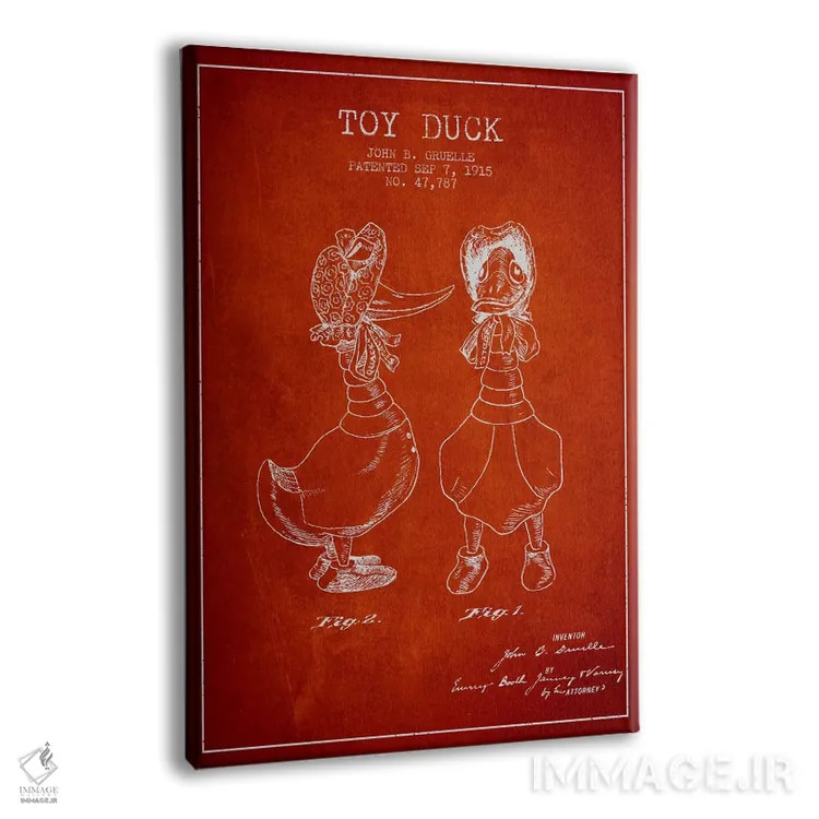تابلو طرح ثبت اختراع اردک ماده (قرمز) اثر پیکسل کهنه (استودیو/نام هنری) - نمای پرسپکتیو محصول