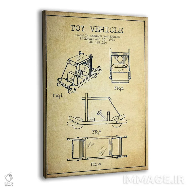 تابلو طرح ثبت اختراع فلینستون (قدیمی) اثر پیکسل کهنه (استودیو/نام هنری) - نمای پرسپکتیو محصول