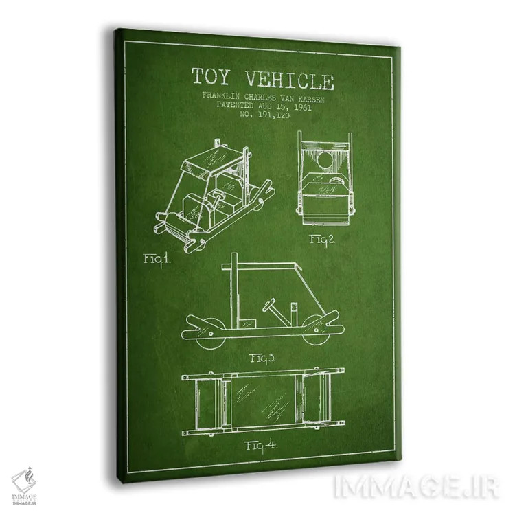 تابلو طرح ثبت اختراع فلینستون (سبز) اثر پیکسل کهنه (استودیو/نام هنری) - نمای پرسپکتیو محصول