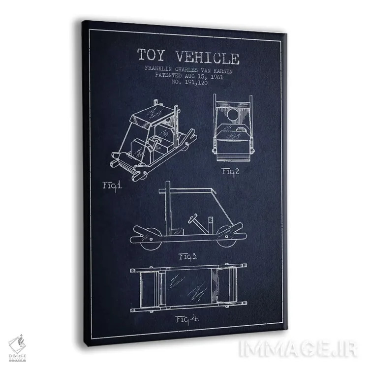 تابلو طرح ثبت اختراع فلینستون (آبی نیروی دریایی) اثر پیکسل کهنه (استودیو/نام هنری) - نمای پرسپکتیو محصول