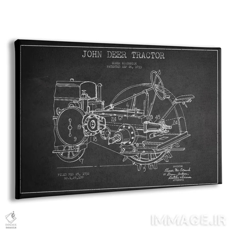 تابلو طرح ثبت اختراع جان دیر (طرح ذغالی) اثر پیکسل کهنه (استودیو/نام هنری) - نمای پرسپکتیو محصول