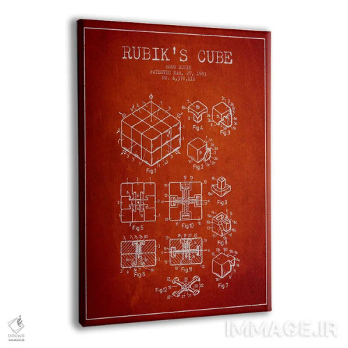 تابلو طرح ثبت اختراع روبیک (قرمز) اثر پیکسل کهنه (استودیو/نام هنری) - نمای پرسپکتیو محصول