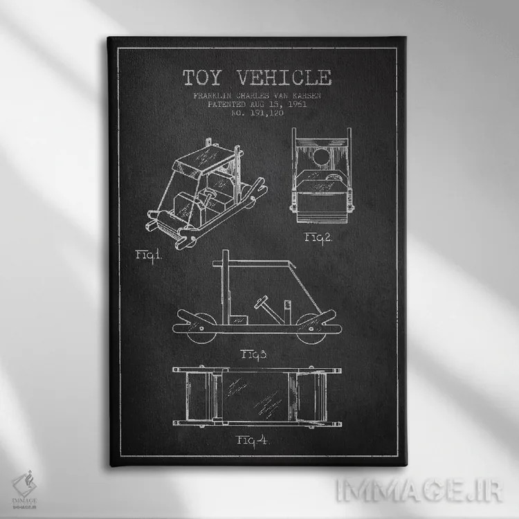 تابلو طرح ثبت اختراع فلینستون (تیره) اثر پیکسل کهنه (استودیو/نام هنری) - نمای روبهرو روی دیوار