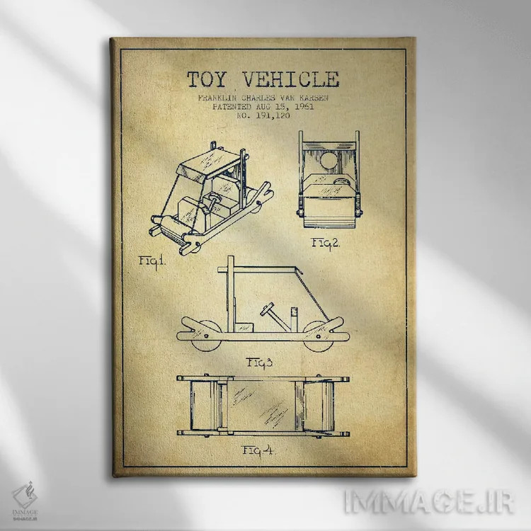تابلو طرح ثبت اختراع فلینستون (قدیمی) اثر پیکسل کهنه (استودیو/نام هنری) - نمای روبهرو روی دیوار