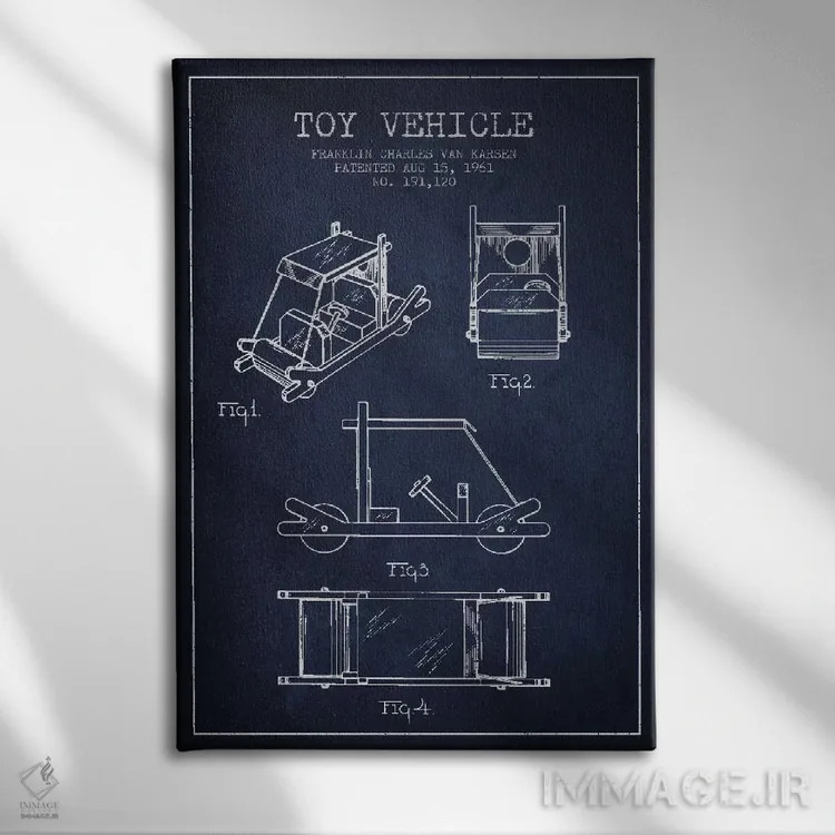 تابلو طرح ثبت اختراع فلینستون (آبی نیروی دریایی) اثر پیکسل کهنه (استودیو/نام هنری) - نمای روبهرو روی دیوار