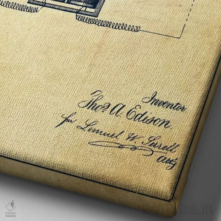 تابلو طرح ثبت اختراع تلفن سخنگو (قدیمی) اثر پیکسل کهنه (استودیو/نام هنری) - نمای نزدیک بافت بوم