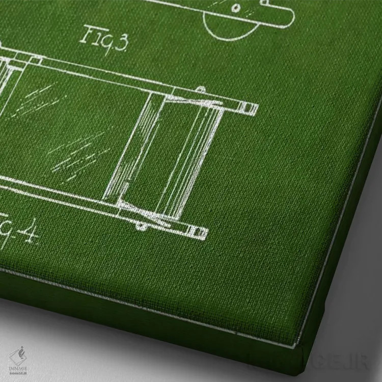 تابلو طرح ثبت اختراع فلینستون (سبز) اثر پیکسل کهنه (استودیو/نام هنری) - نمای نزدیک بافت بوم