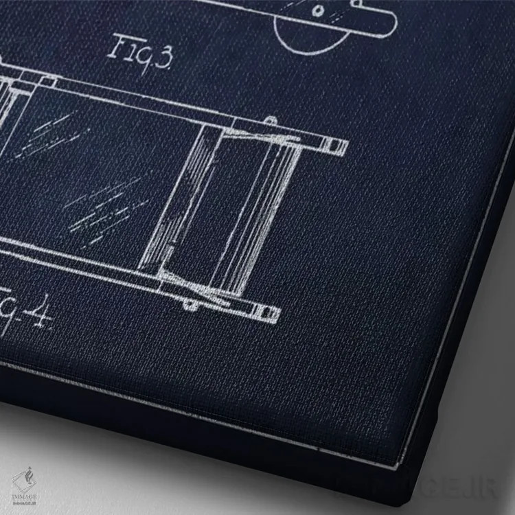 تابلو طرح ثبت اختراع فلینستون (آبی نیروی دریایی) اثر پیکسل کهنه (استودیو/نام هنری) - نمای نزدیک بافت بوم