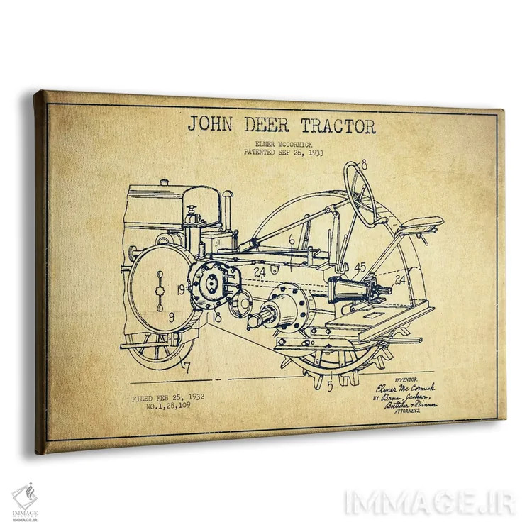 تابلو طرح ثبت اختراع جان دیر (قدیمی) اثر پیکسل کهنه (استودیو/نام هنری) - نمای پرسپکتیو محصول