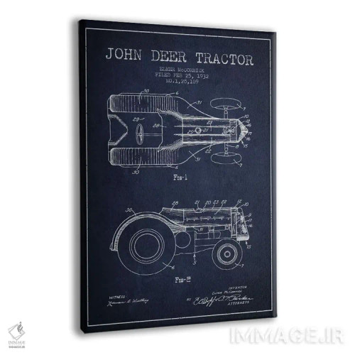 تابلو طرح ثبت اختراع جان دیر ۲ (آبی نیروی دریایی) اثر پیکسل کهنه (استودیو/نام هنری) - نمای پرسپکتیو محصول