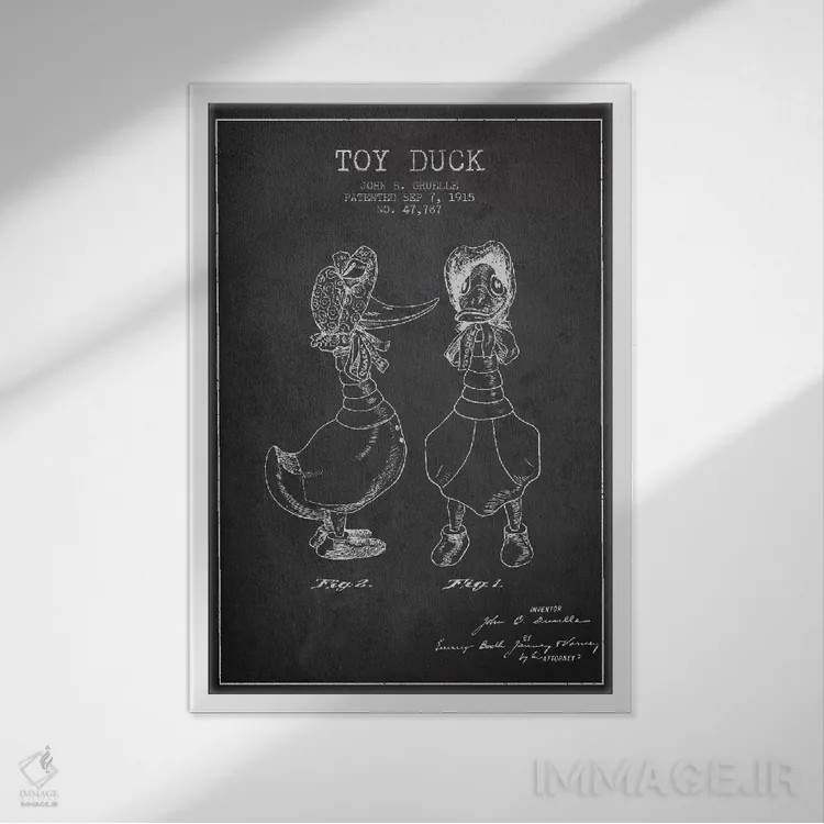 تابلو طرح ثبت اختراع اردک ماده (تیره) اثر پیکسل کهنه (استودیو/نام هنری) - نمای قابدار سفید