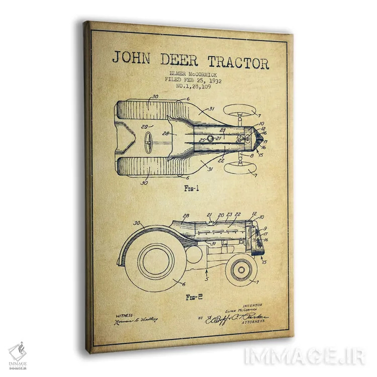 تابلو طرح ثبت اختراع جان دیر (قدیمی) اثر پیکسل کهنه (استودیو/نام هنری) - نمای پرسپکتیو محصول