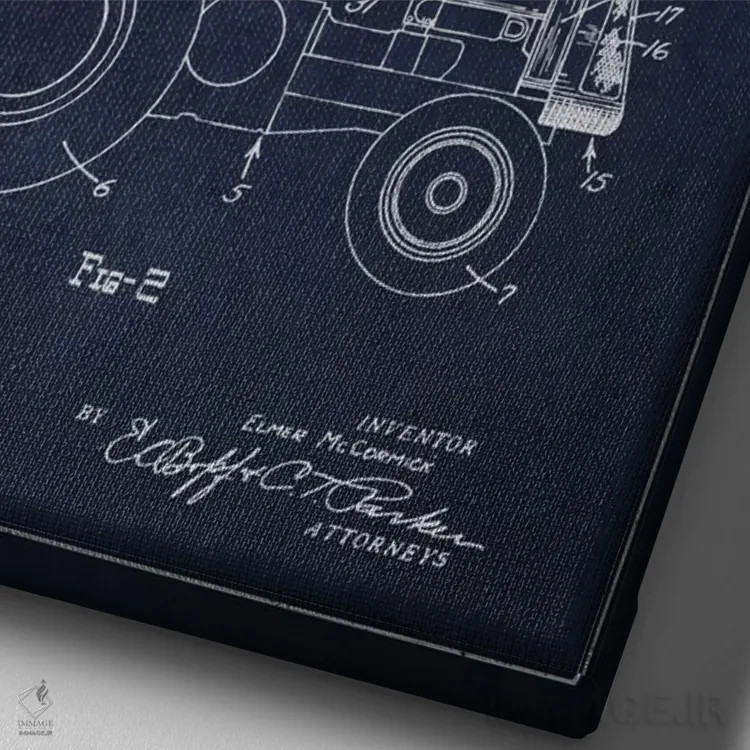 تابلو طرح ثبت اختراع جان دیر ۲ (آبی نیروی دریایی) اثر پیکسل کهنه (استودیو/نام هنری) - نمای نزدیک بافت بوم