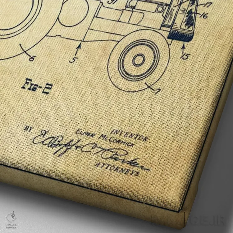 تابلو طرح ثبت اختراع جان دیر (قدیمی) اثر پیکسل کهنه (استودیو/نام هنری) - نمای نزدیک بافت بوم