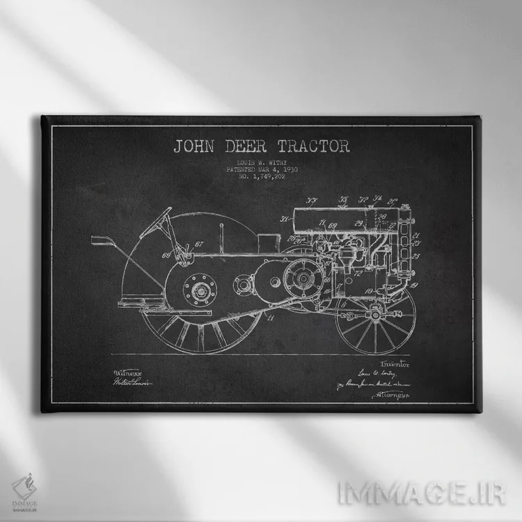 تابلو طرح ثبت اختراع جان دیر ۳ (طرح ذغالی) اثر پیکسل کهنه (استودیو/نام هنری) - نمای روبهرو روی دیوار