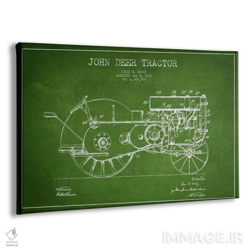 تابلو طرح ثبت اختراع جان دیر (سبز) اثر پیکسل کهنه (استودیو/نام هنری) - نمای پرسپکتیو محصول