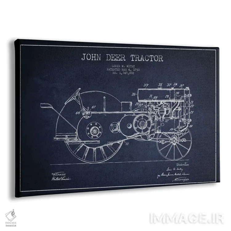 تابلو طرح ثبت اختراع جان دیر ۳ (آبی نیروی دریایی) اثر پیکسل کهنه (استودیو/نام هنری) - نمای پرسپکتیو محصول