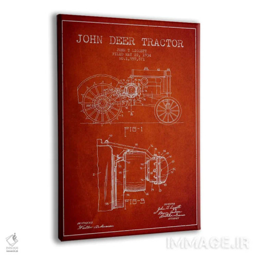 تابلو طرح ثبت اختراع جان دیر (قرمز) اثر پیکسل کهنه (استودیو/نام هنری) - نمای پرسپکتیو محصول