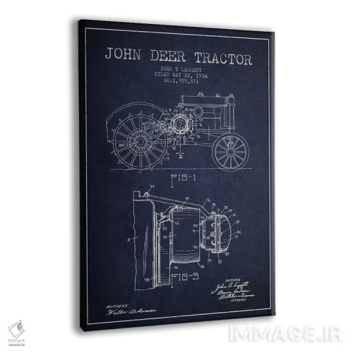 تابلو طرح ثبت اختراع جان دیر ۴ (آبی نیروی دریایی) اثر پیکسل کهنه (استودیو/نام هنری) - نمای پرسپکتیو محصول