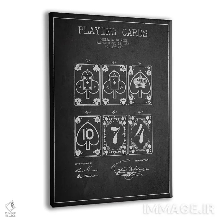 تابلو طرح ثبت اختراع کارتهای سالادی (تیره) اثر پیکسل کهنه (استودیو/نام هنری) - نمای پرسپکتیو محصول